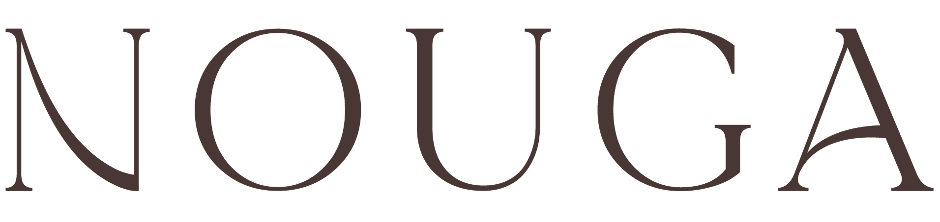 Brand name 'NOUGA' in brown text on a transparent background