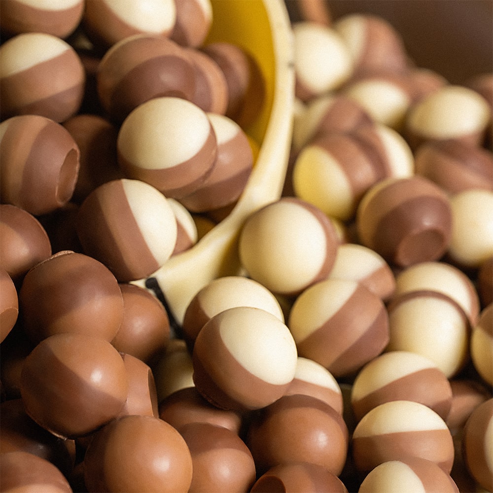 Close-up of layered cremino chocolate candies